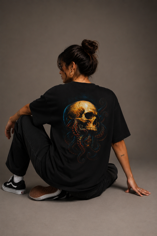 Camiseta Oversized | Caveira Tentacle Unissex