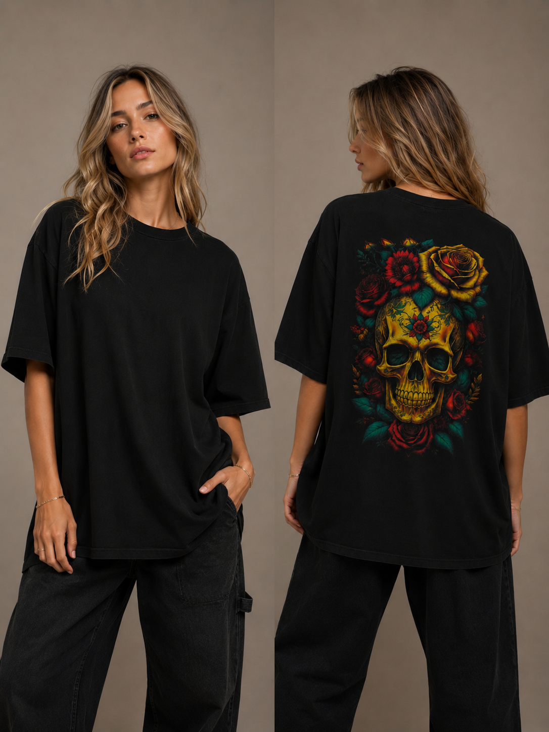 Camiseta Oversized | Caveira Flower Unissex